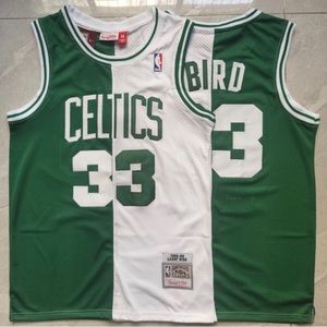 NEW Men's Boston Celtics Larry Bird #33 Split Throwback Jersey